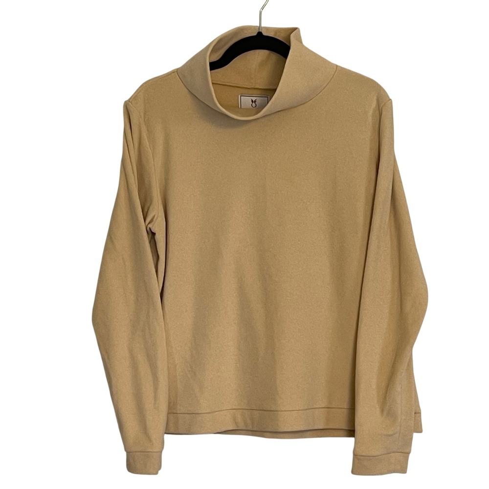 Dudley Stephens Tan Fleece‎ Turtleneck Pullover Long Sleeve Women XL Made in USA